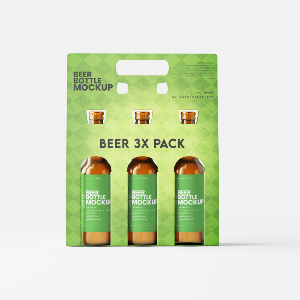 Beer bottle in packaging free mockup – Dreamax Community